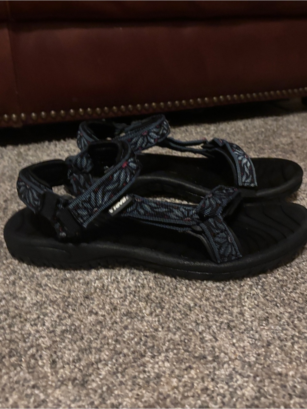 Teva Black Sandals with Blue Patterned Straps